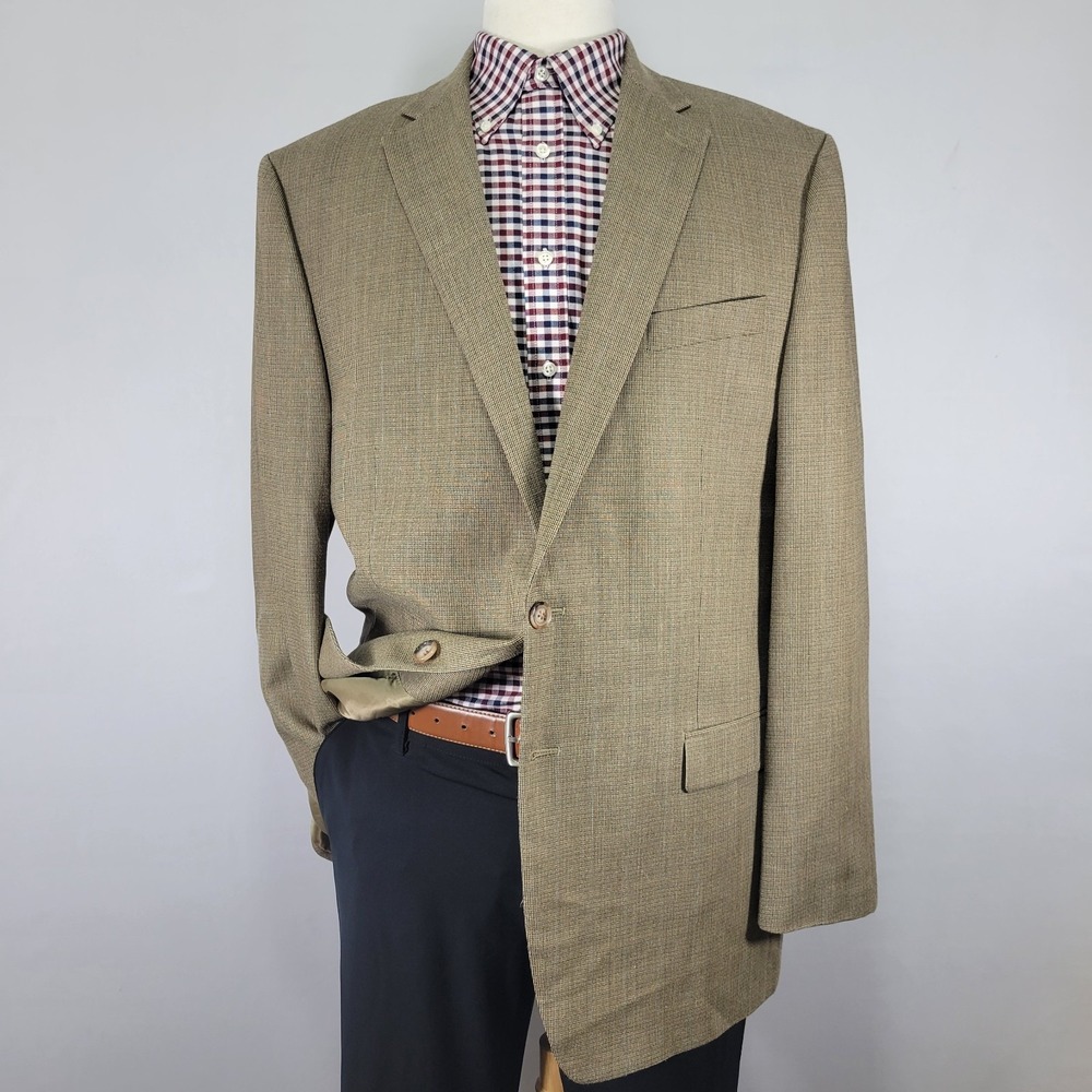 Lauren Ralph Lauren Men's Sport Coat Blazer Two Button Beige Silk Wool Size 44L